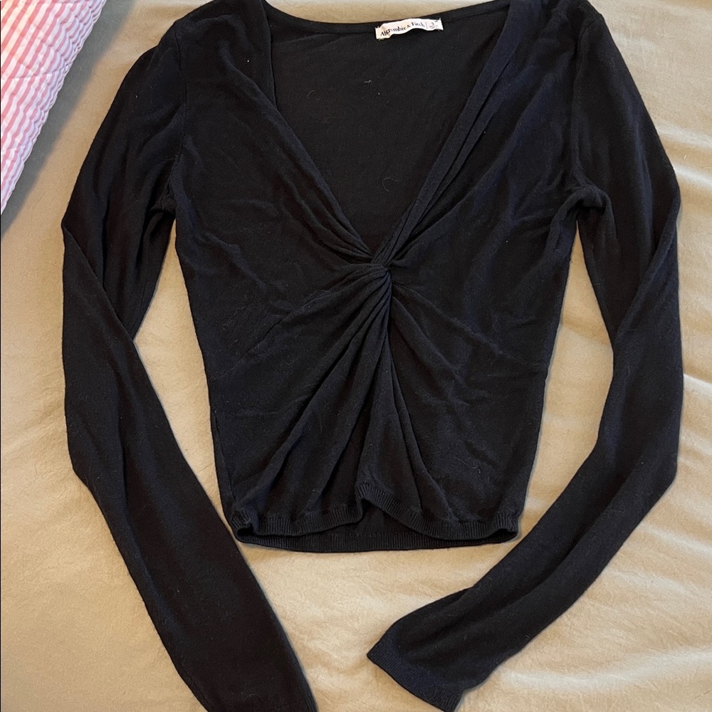 Abercrombie & Fitch Black Twist Front Blouse